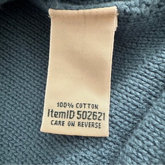 LL Bean Cable Knit Turtleneck Sweater Pullover Thick Cotton Fisherman Teal - Picture 7 of 10